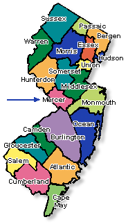 location of Mercer County in New Jersey